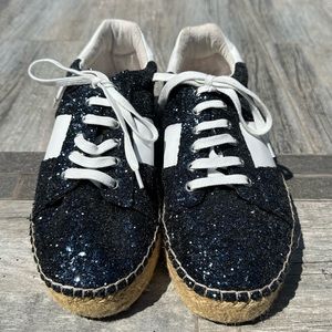 Marc Fisher Navy Glitter Espadrilles